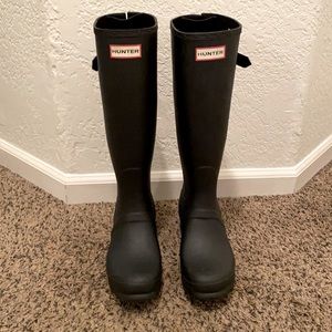 Black Matte HUNTER adjustable Rain Boots- Size 7